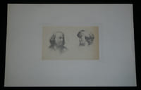 Belle paire de dessins originaux au crayon - Étude de deux visages signée A.T.
