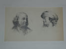 Belle paire de dessins originaux au crayon - &Eacute;tude de deux visages sign&eacute;e A.T.. A.T.