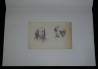Belle paire de dessins originaux au crayon - Étude de deux visages signée A.T.