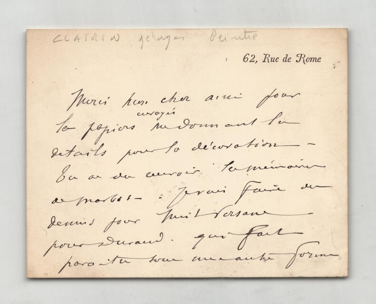 Georges Clairin - Carte lettre autographe sign&eacute;e - "4 dessins qui vont m'amuser". Georges Clairin