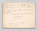 Georges Clairin - Carte lettre autographe sign&eacute;e - "4 dessins qui vont m'amuser". Georges Clairin