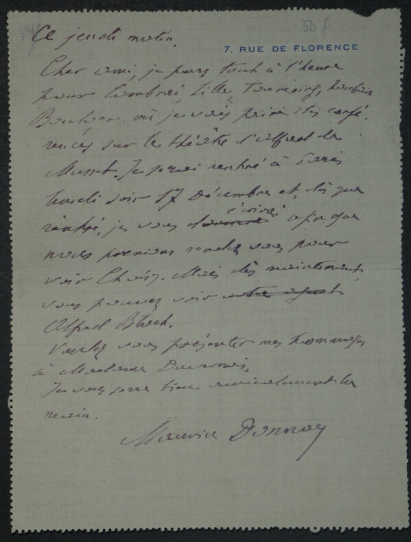 Maurice DONNAY - Lettre Autographe Sign&eacute;e &agrave; Henri Duvernois, Paris, 1925. Maurice DONNAY