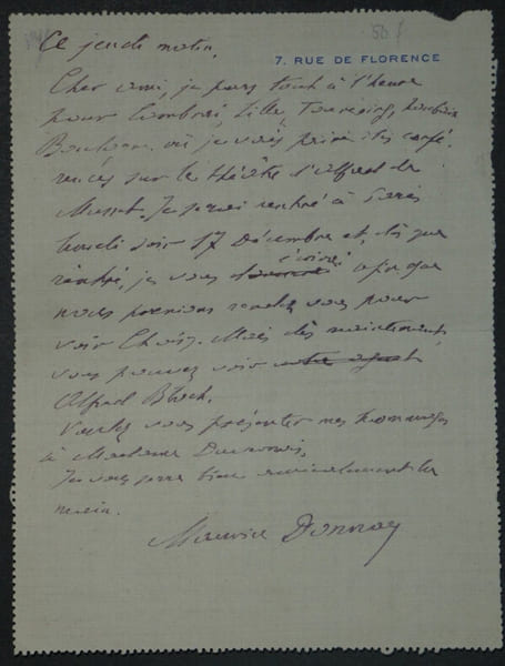 Maurice DONNAY - Lettre Autographe Sign&eacute;e &agrave; Henri Duvernois, Paris, 1925. Maurice DONNAY