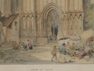 Gravure en couleur de l'&eacute;glise de Candes-Saint-Martin - Indre-et-Loire XIX&egrave;me. 