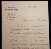 Charles DE FREYCINET - LETTRE AUTOGRAPHE SIGN&Eacute;E Minist&egrave;re de la guerre. Charles Louis Saulces DE FREYCINET