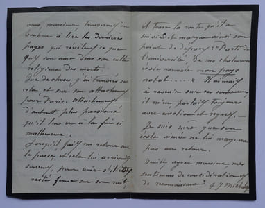 Athénaïs MICHELET née MIALARET, LETTRE AUTOGRAPHE SIGNÉE, mort de Jules MICHELET