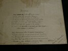 Charles Monselet - Po&egrave;me autographe sign&eacute; sur papier gaufr&eacute; illustr&eacute; - "Rondeau". Charles Monselet