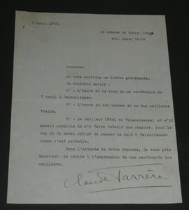 Claude FARRÈRE Lettre tapuscrit autographe signée 1 page 1923