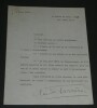 Claude FARR&Egrave;RE Lettre tapuscrit autographe sign&eacute;e 1 page 1923. Claude FARR&Egrave;RE