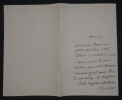 Jules MICHELET, Historien - LETTRE AUTOGRAPHE SIGN&Eacute;E. Jules MICHELET