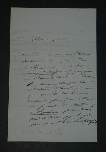 Louise COLET - Lettre autographe sign&eacute;e &agrave; Louis-Charles BELLEVAL, 1853. Louise COLET