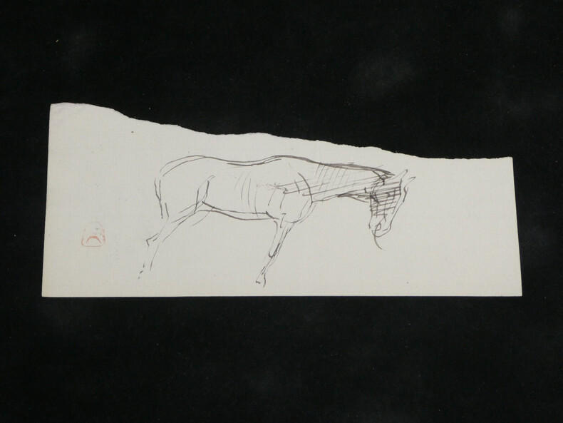 Attribu&eacute; &agrave; Jean-Louis Forain- Dessin original au crayon - Cheval, XIX &egrave;me.. Jean-Louis Forain