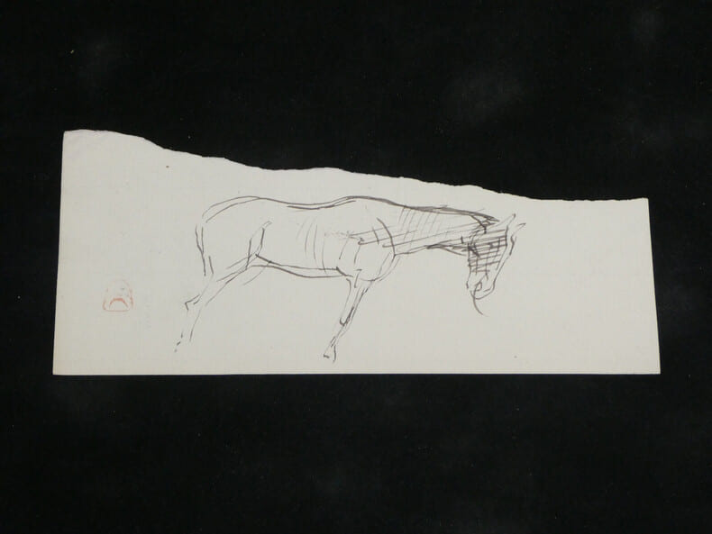 Attribu&eacute; &agrave; Jean-Louis Forain- Dessin original au crayon - Cheval, XIX &egrave;me.. Jean-Louis Forain