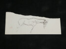 Attribu&eacute; &agrave; Jean-Louis Forain- Dessin original au crayon - Cheval, XIX &egrave;me.. Jean-Louis Forain