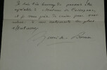 Henri de Bornier - Lettre autographe sign&eacute;e - 1889. Henri de Bornier