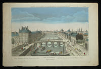 Vue d'optique - Gravure rehaussée - Vue du Pont Royal et du Pont Neuf à Paris