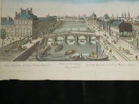 Vue d'optique - Gravure rehaussée - Vue du Pont Royal et du Pont Neuf à Paris