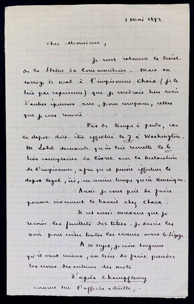 Paul EUDEL - LETTRE AUTOGRAPHE SIGN&Eacute;E, 1892. Paul EUDEL
