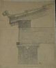 Coupe sur l'entablement d'un portique en bois rationnellement construit — Dessin original sign&eacute;, encre, vers 1930. Louis Henri Laffill&eacute;e