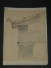 Coupe sur l'entablement d'un portique en bois rationnellement construit — Dessin original sign&eacute;, encre, vers 1930. Louis Henri Laffill&eacute;e