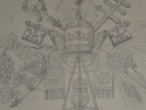 Dessin au crayon, fin XIX&egrave;me, Garret, d&eacute;corateurs, Vesoul, Symboles &eacute;glise. Famille Garret