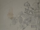 Dessin au crayon, fin XIX&egrave;me, Garret, d&eacute;corateurs, Vesoul, Symboles &eacute;glise. Famille Garret