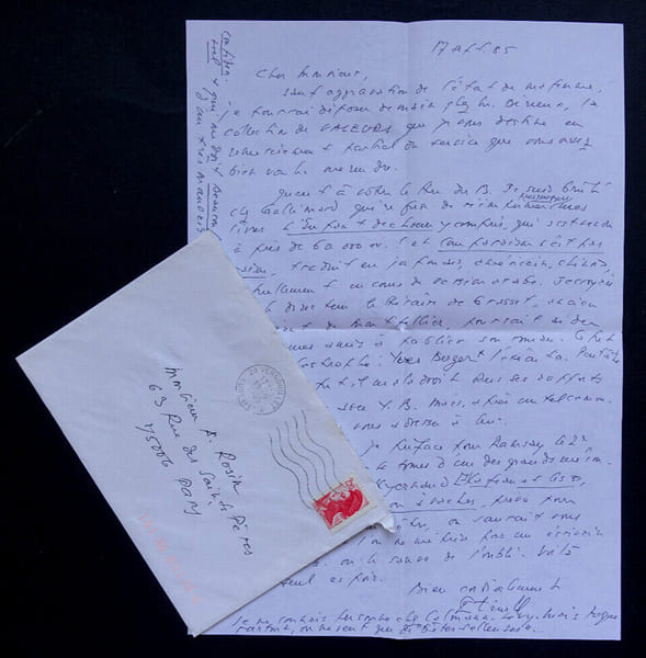 Ren&eacute; &Eacute;TIEMBLE - LETTRE AUTOGRAPHE SIGN&Eacute;E &Agrave; Arnold ROSIN, 1985. Ren&eacute; &Eacute;tiemble