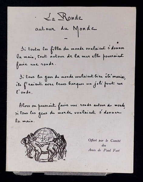 Po&egrave;mes autographes sign&eacute;s de Paul FORT &agrave; Jacques HEUGEL. Paul FORT