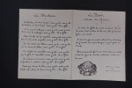 Po&egrave;mes autographes sign&eacute;s de Paul FORT &agrave; Jacques HEUGEL. Paul FORT