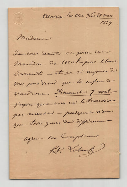 Alexandre Labanoff de Rostoff - Lettre autographe sign&eacute;e - 1839. Alexandre Labanoff de Rostoff