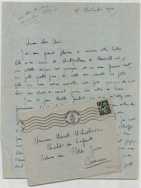 Henry Barraud - Lettre autographe sign&eacute;e poignante &agrave; Marcel Mihalovici - 1940. Henry Barraud