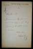 ROYER Alphonse - LETTRE AUTOGRAPHE SIGN&Eacute;E, TH&Eacute;&Acirc;TRE IMP&Eacute;RIAL OD&Eacute;ON, PARIS. Alphonse Royer