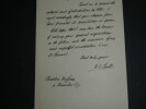 Edgar Odell LOVETT - LETTRE AUTOGRAPHE SIGN&Eacute;E A C.A. LAISANT, Princeton, 1899. Edgar Odell LOVETT