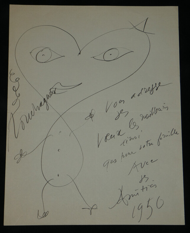 Louis Touchagues - Dessin original et Vœux autographes sign&eacute;s pour 1950. Louis Touchagues