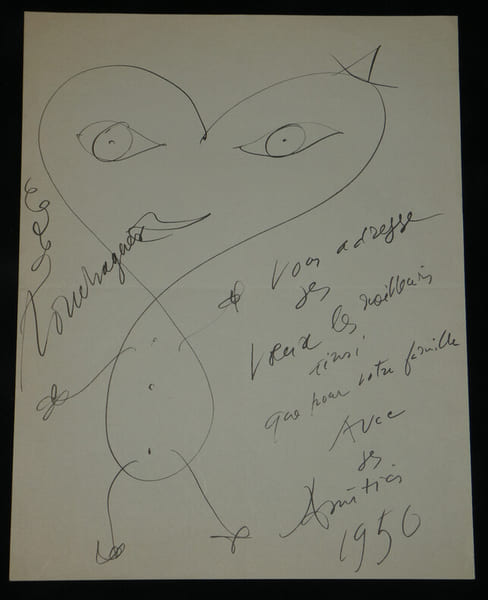 Louis Touchagues - Dessin original et Vœux autographes sign&eacute;s pour 1950. Louis Touchagues