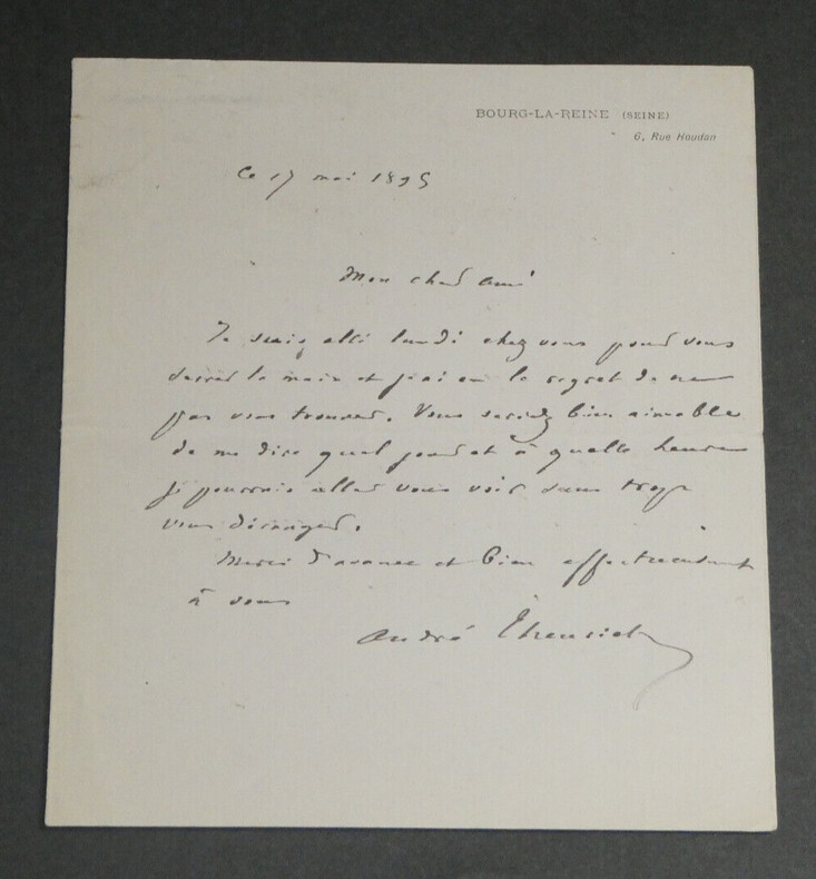 Andr&eacute; THEURIET - LETTRE AUTOGRAPHE SIGN&Eacute;E - 1895. Andr&eacute; THEURIET