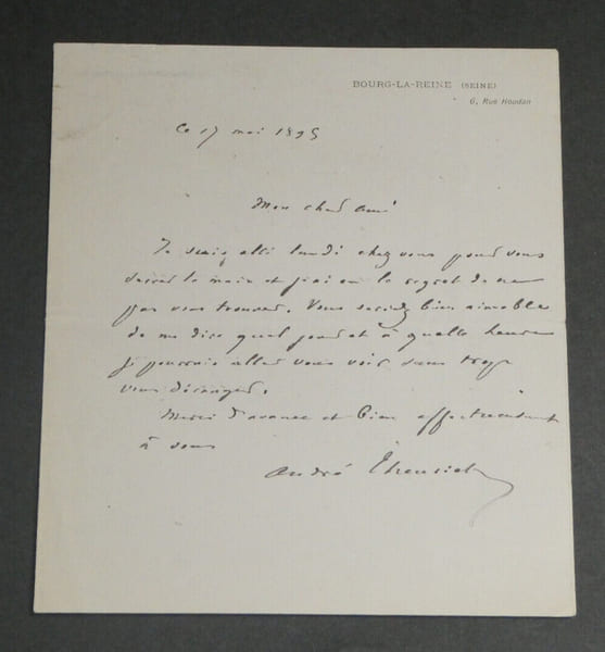 Andr&eacute; THEURIET - LETTRE AUTOGRAPHE SIGN&Eacute;E - 1895. Andr&eacute; THEURIET