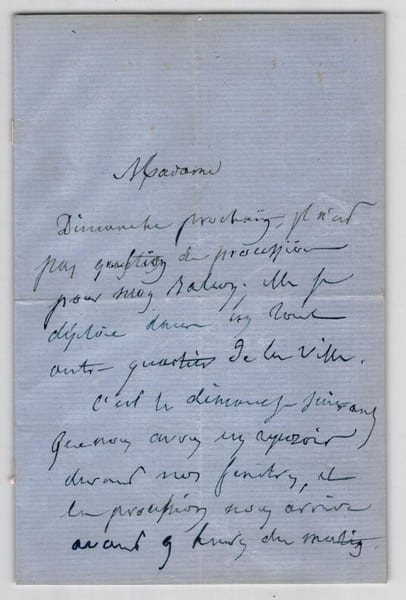 Emile Deschamps - Lettre autographe sign&eacute;e adress&eacute;e &agrave; une correspondante 4 pages. &Eacute;mile Deschamps