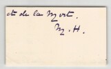 Myriam Harry - Carte de visite autographe de remerciement avec paraphe. Myriam Harry