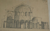 Chapelle fun&eacute;raire de Sainte-Constance &agrave; Rome — Dessin original sign&eacute;, encre vers 1930. Louis Henri Laffill&eacute;e