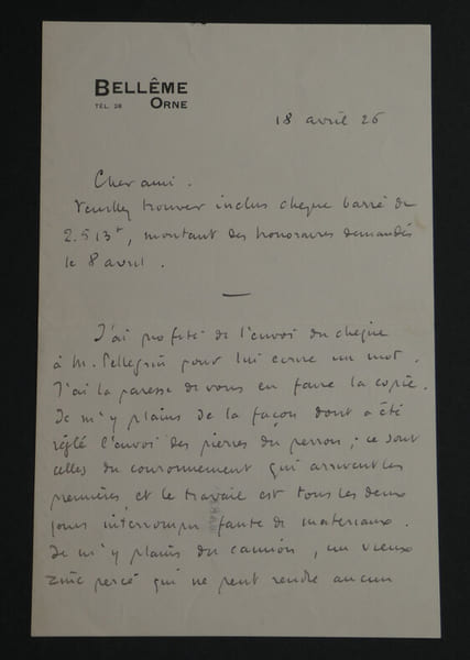 Roger Martin du Gard, &Eacute;crivain - Lettre autographe sign&eacute;e - 1926. Roger MARTIN du GARD
