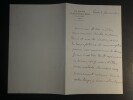 Edouard HERV&Eacute; - Lettre autographe sign&eacute;e "sinon malade, indispos&eacute;" - 1886 - 2 pages. Edouard HERV&Eacute;