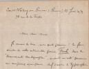 Jules Mouquet - &Eacute;crivain fran&ccedil;ais - LETTRE AUTOGRAPHE SIGN&Eacute;E - 23 juin 1929. Jules Mouquet