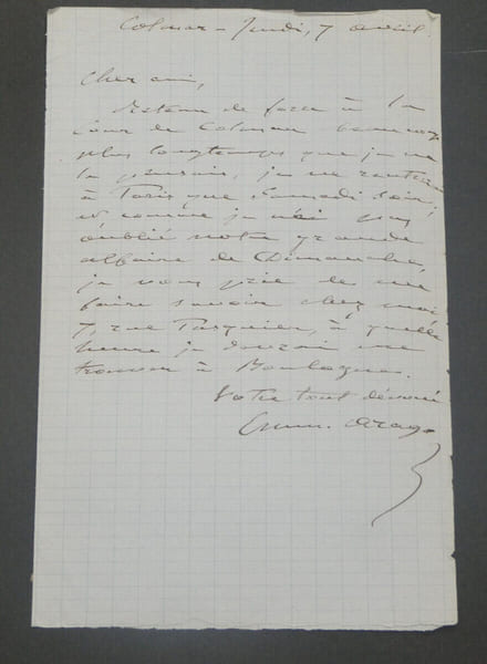 &Eacute;tienne ARAGO, dramaturge - LETTRE AUTOGRAPHE SIGN&Eacute;E, Colmar. &Eacute;tienne ARAGO