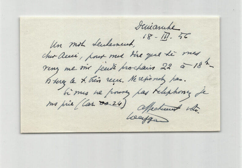 G&eacute;n&eacute;ral Maxime WEYGAND - Lettre autographe sign&eacute;e d'invitation - 1956. G&eacute;n&eacute;ral Maxime WEYGAND