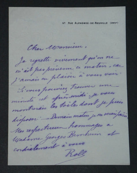Alfred ROLL - LETTRE AUTOGRAPHE SIGN&Eacute;E. Alfred ROLL