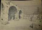 Dessin original sign&eacute; - La basilique de Constantin &agrave; Rome. Louis Henri Laffill&eacute;e