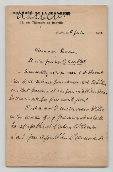 Eug&egrave;ne Montfort - Lettre autographe sign&eacute;e &agrave; Mr Descaves - 1902. Eug&egrave;ne Montfort