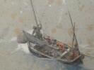 Aquarelle encadr&eacute;e - P&ecirc;che - Georges Jean-Marie HAQUETTE. Georges Jean-Marie HAQUETTE