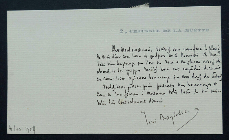 Ren&eacute; BOYLESVE - LETTRE CARTE AUTOGRAPHE SIGNEE, INVITATION, 1904. Ren&eacute; Boylesve